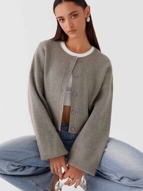Peppermayo Daphne Knit Cardigan - Light Grey